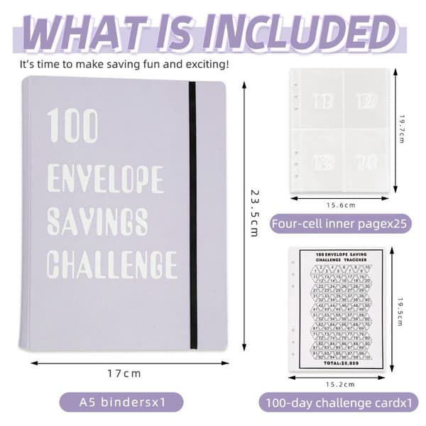 Binder Budget Planlægnings Notesbog Finansiel Plan Kuvert LILLA lilla purple 2-2