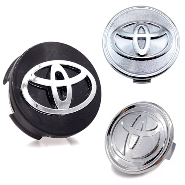(Specialerbjudanden!) 4-pack - Toyota Navkapslar / Hjulnav Emblemer - B 57mm - Silver 75