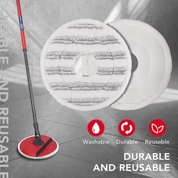 3-pakning moppefyll for Vileda Spin and Clean Mop - Erstatningshode for Spin Mop - Vaskbart gjenbrukbart mikrofiberhode for gulvrengjøring Grey