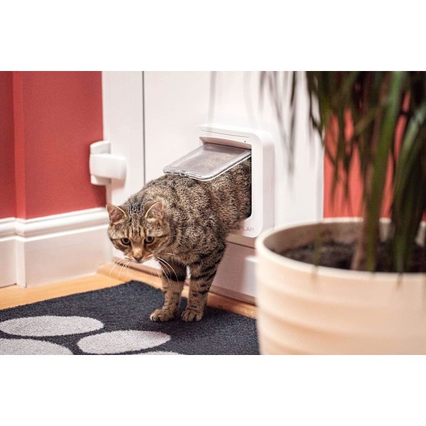 (Specialerbjudande) Sure Petcare Microchip Kattlucka, Vit, Skannar Husdjurets ID Vid Inpassering
