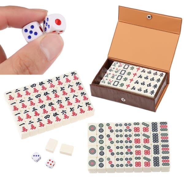 144 Brickor Mah-Jong Set Mahjong Spel Hasardspel