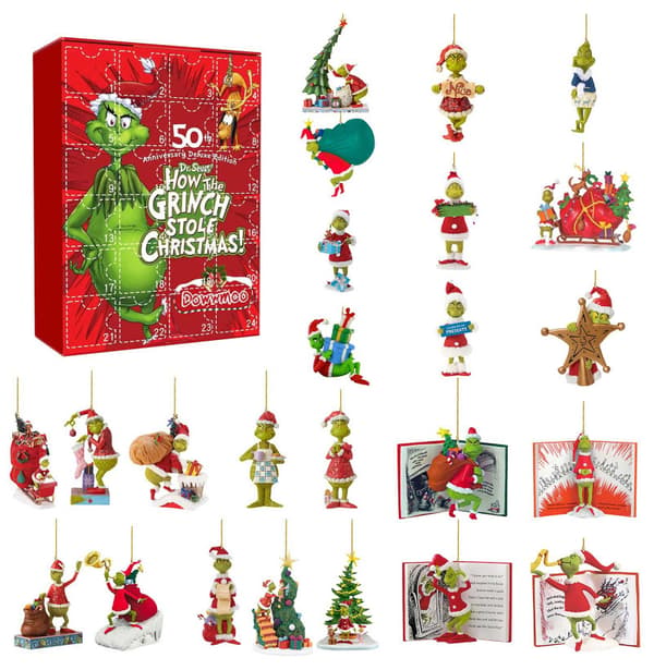 Julekalender 2024 med 24 Gave, Grinch Julefigurer
