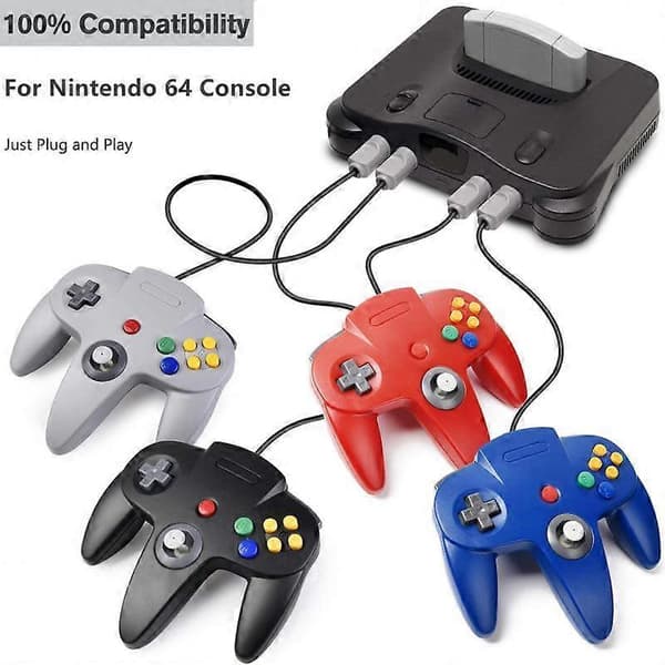2-pack Klassisk Trådbunden N64-kontroll Retrospel 64-bitars Spelkontroll Joystick