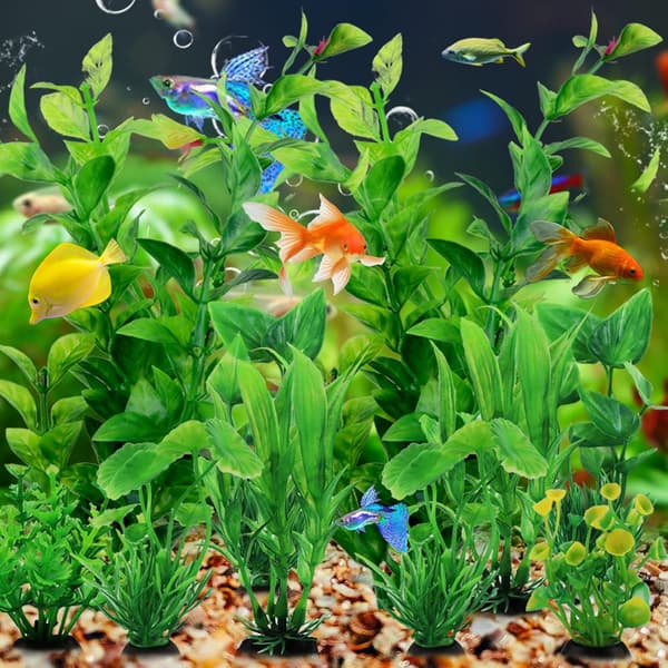 Akvariedekorationsväxt, Gröna Konstgjorda Växter Akvarium