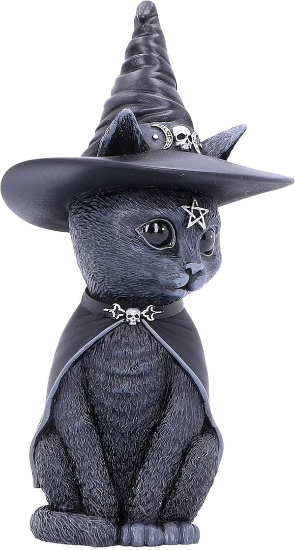 Okkult kattefigur heksehat sort 10,5 cm