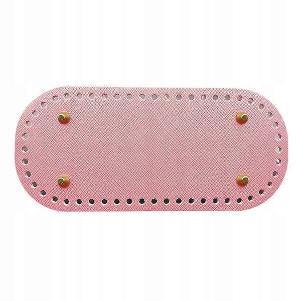 2x Læder DIY Strikketasker Bund Sølv+pink