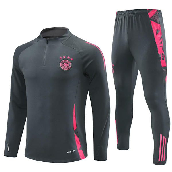 (Specialerbjudande) 2425 Ny fotbollsträningsoverall med halv dragkedja, höst- och vinterset för vuxna och barn, Tyskland / Mörkgrå Tyskland / Mörkgrå 18 Germany / Dark grey