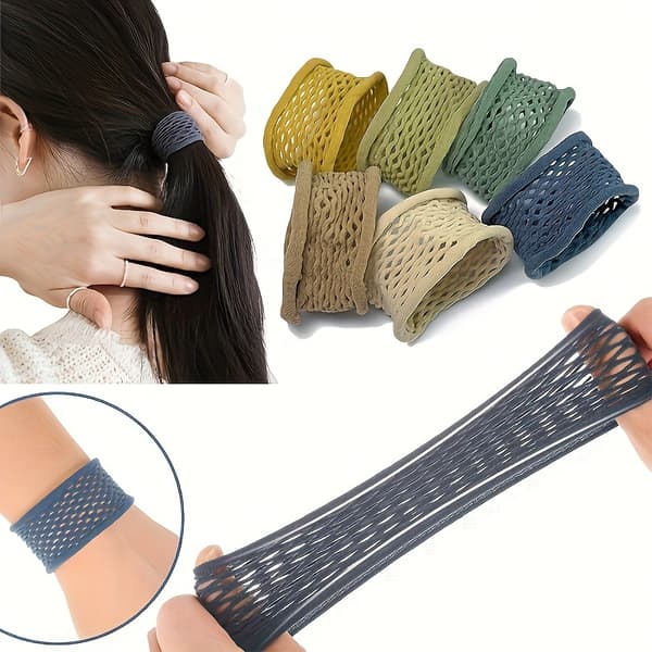 12 stk Mote Mesh Sømløse Elastiske Hårbånd | Høy Elastisitet, Stoff, Minimalistisk Stil, Ensfarget 12pcs D style