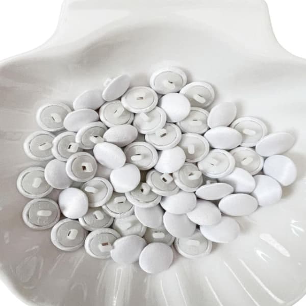 70 stk 12,5 mm smokingknapp hvit knapp stoffkledd