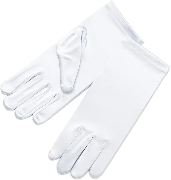 Flickas Fina Stretch Satinklänningshandskar Handledslängd 2BL-Flickstorlek Medium (8-12 år)/Vit