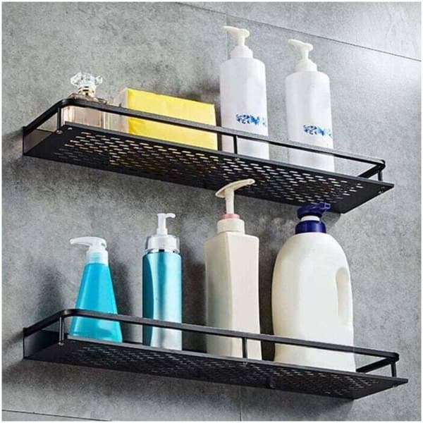 Rustfri baderomshylle 1 stk svart 50cm