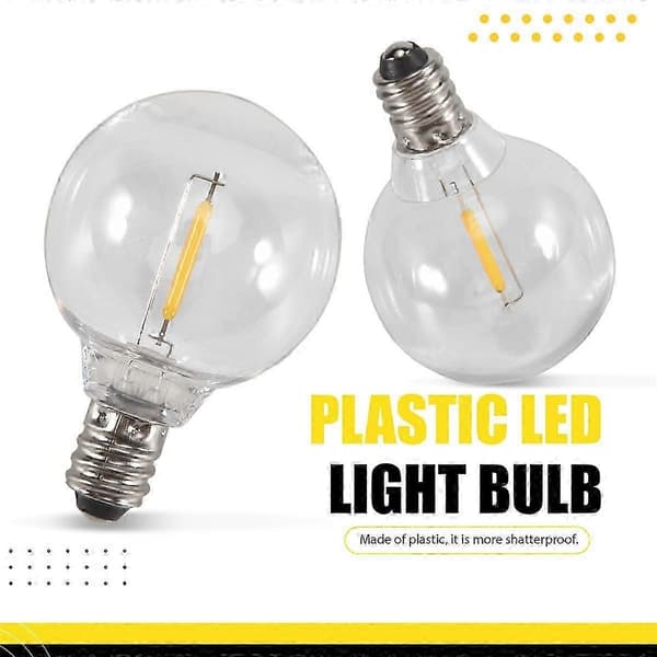20 st G40 LED Ersättningslampor E12 Skruvsockel Splittersäkra LED Globlampor för Solarslinga