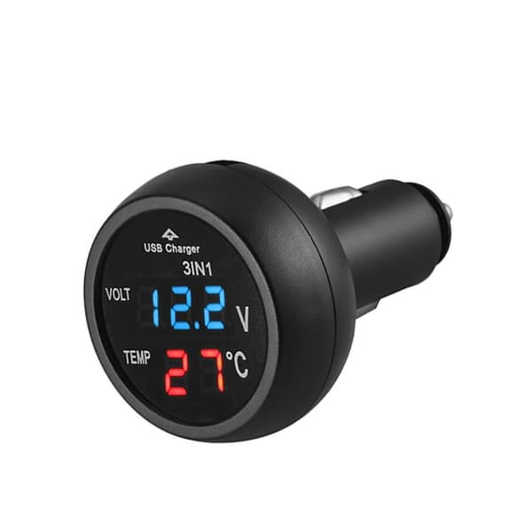 LCD Meter Monitor USB Billader BLÅ Blue