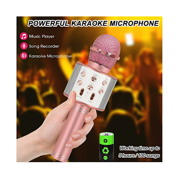 Karaoke Mikrofon til Børn, Trådløs Bluetooth Karaoke Mikrofon til Sang, Bærbar Håndholdt Mikrofonhøjttalermaskine, Gavelegetøj til Piger og Drenge