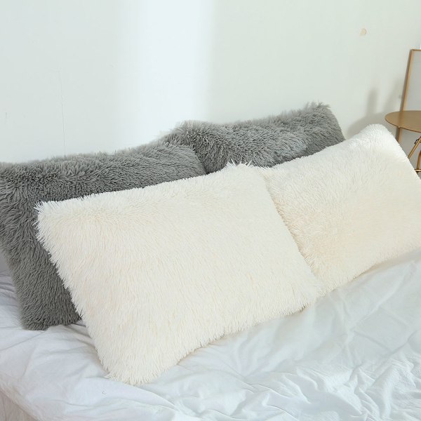 50 x 70 cm plysch örngott, fluffigt örngott, dekorativt örngott, sängkudde, vit