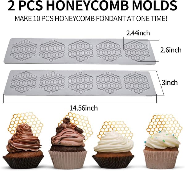 2 stk. - Honningkageform - Silikone honningkageforme - Chokoladeforme - Fondantforme - Kageform