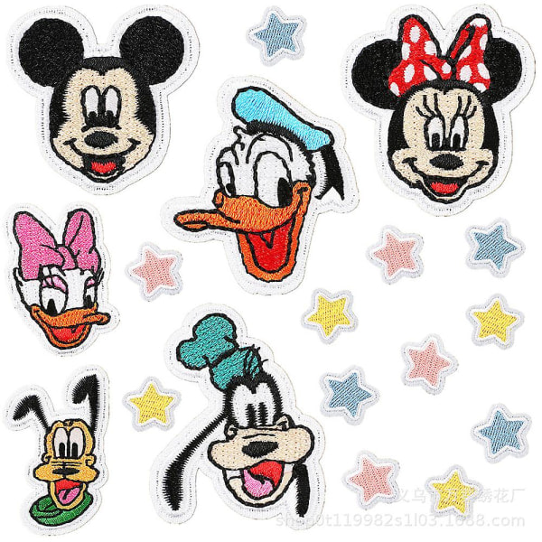 26 st Disney-tema strykjärnsmärken för kläder, Minnie Mouse sy på/strykjärn på broderade lappar applikation för jeans, klänning, hattar, byxor