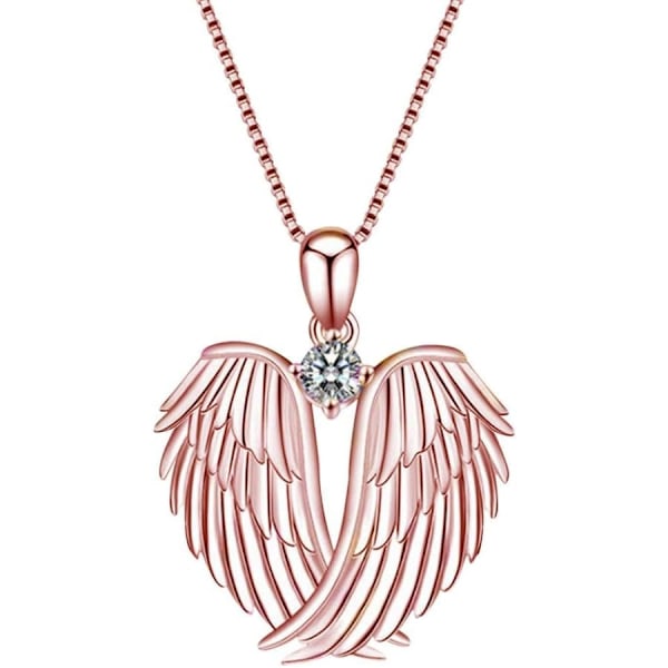 Ängelvingar Halsband Ängel Halsband Silver Smycken Skyddsängel Vingar Hänge Berlock Halsband Smycken Presenter till Kvinnor Flickor Vänner rose gold