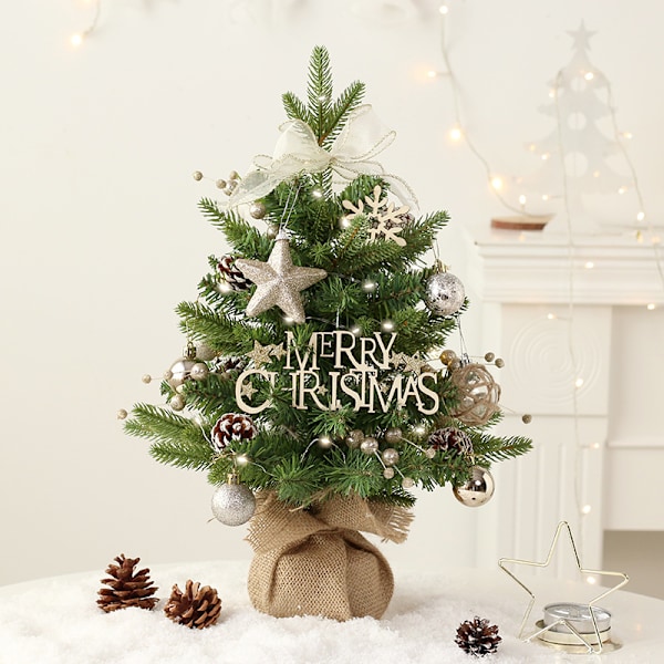 50cm Juledekorationer, Miniatyrjultreeset til skrivebord, Realistiske Juletræspynt