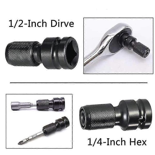 4 stk. Impact Adapter 1/2 Firkantfeste Til 1/4 Sekskantskaft Hylseadapter