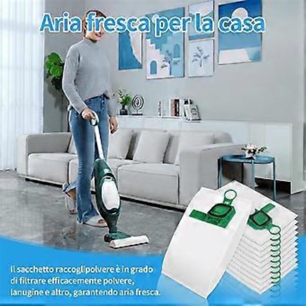 10 stk. støvsugerposer til Vorwerk Kobold VK140 VK150 FP140 FP150 med 2 filtre