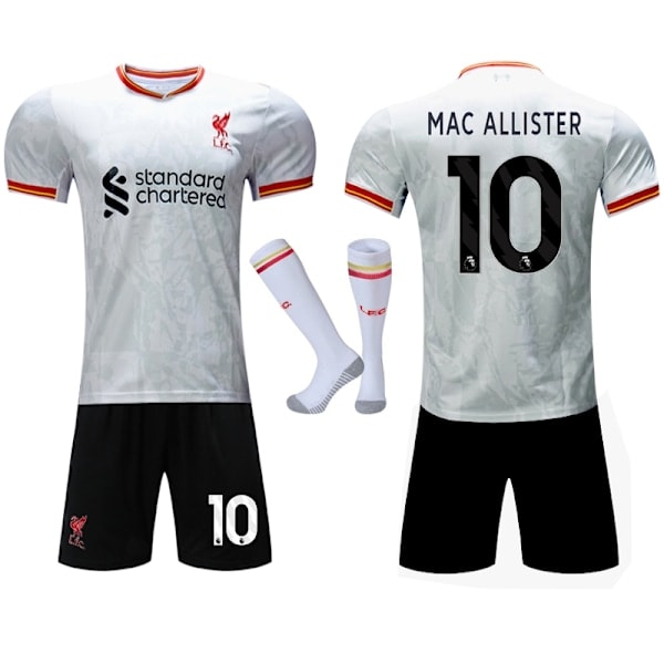 Liverpool FC 2024-2025 Bortetrøje til Børn og Voksne med Strømper nr. 10 MAC ALLISTER - Perfekt No.10 MAC ALLISTER 26