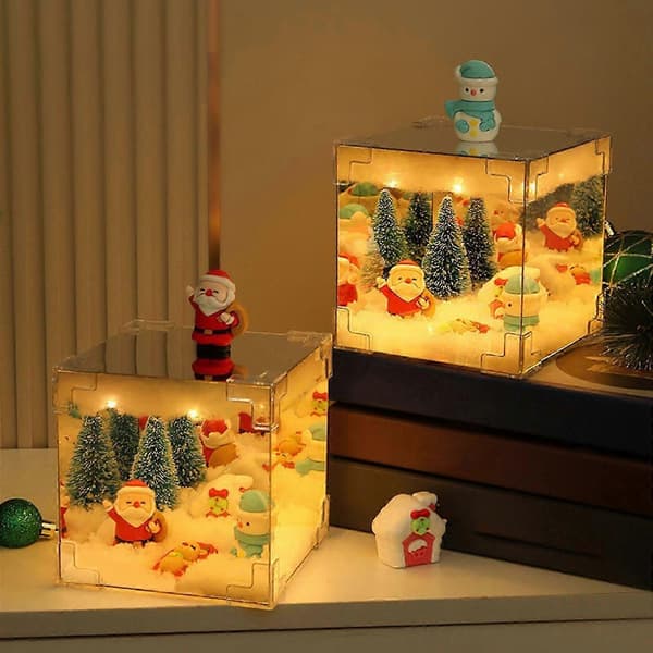 DIY Jule Natlampe Sæt Julefigurer til Julegave USB Powered 12x12x12 cm