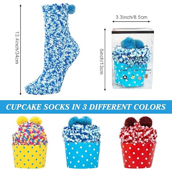 Mysiga fluffiga strumpor för kvinnor, fluffiga gåvor till kvinnor, vintervarma cupcake-strumpor, julklappar, Alla hjärtans dag, födelsedagspresent