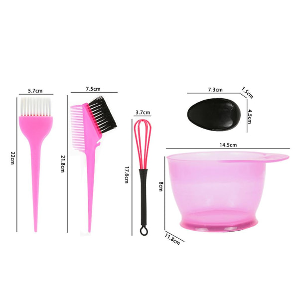 Hår Farvning Farvning Kit Farve Pensel Kam Blanding Skål Salon Farve Værktøj Sæt Pink