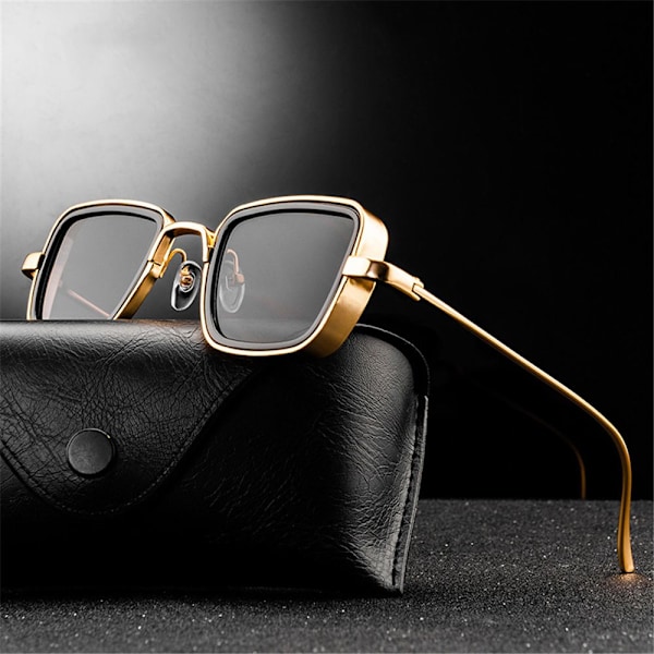 Vintage Metal Steampunk Solbriller Stilful Retro Shades UV400 Briller Black-Yellow