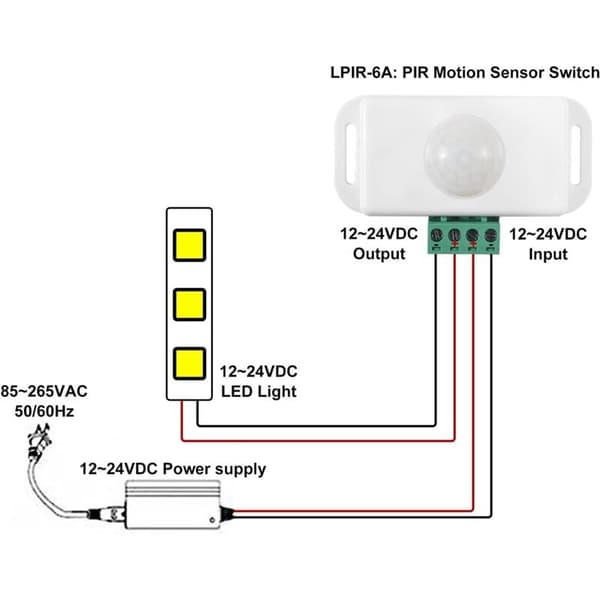 DC 12V/24V 8A Krops Infrarød PIR Bevægelsessensor Switch LED Auto Lysstrimmel, PIR Sensor LED Bevægelsessensor Switch