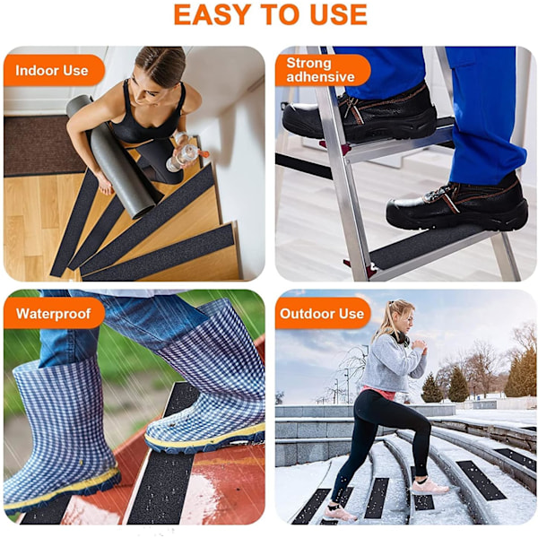 Antislip tape til trapper, 5 cm x 10 m, selvklæbende antislip tape til udendørs brug, N