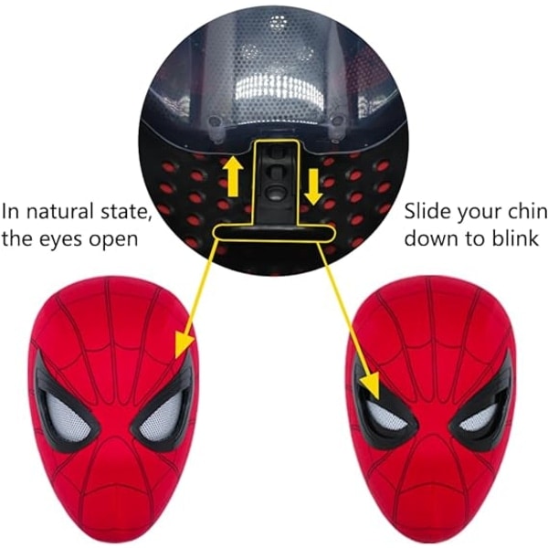 Mascara Spiderman Huvudbonad Cosplay Rörliga Ögon Elektronisk Mask Spider Man 1:1  Haka Kontroll Elastiska Leksaker För Vuxna Barn Present