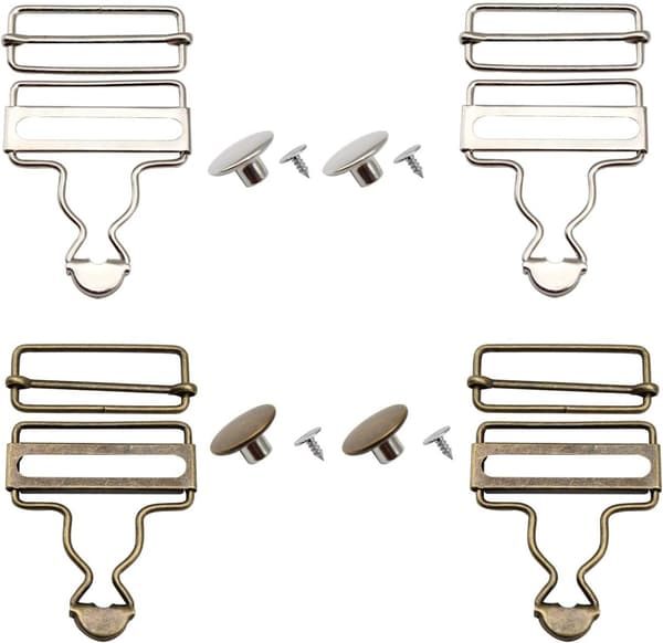 (Sølv, Bronze) 4 stk. Overalls spænder, Metal seler spænder, Metal spænder med rektangulær