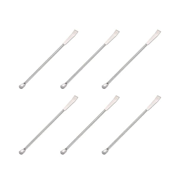 Lab Micro Scoop 6 STK Rustfritt Stål Prøvetakingsreagens Skje Laboratorium Dobbelthode Spatel 125mm silver