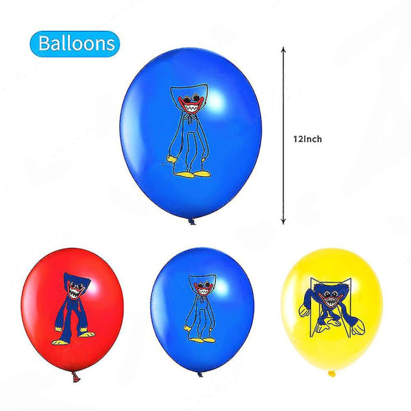 Poppy Playtime Huggy Wuggy Barnkalas Dekorationer Ballong Banner Tårta Dekor Set