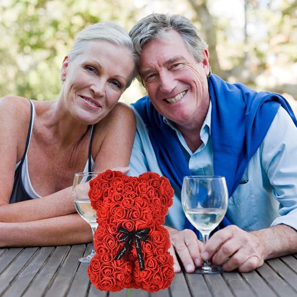 Rosebamse til Mors Dag og Valentinsdag, med æske (rød)