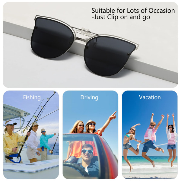 Polariserade Clip-On Solglasögon - Receptglasögon Anti-Glare UV400 Dammode Cat Eye Clip-On Solglasögon