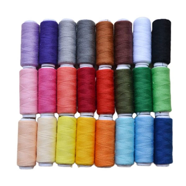 24 Färgspolar Sytråd 200 m Polyester för Handsömnad/ Symaskin/ Broderi/ Quiltning
