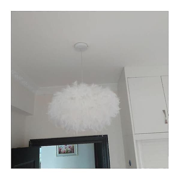 Hvid fjerlysekrone E27 40w diameter 45cm