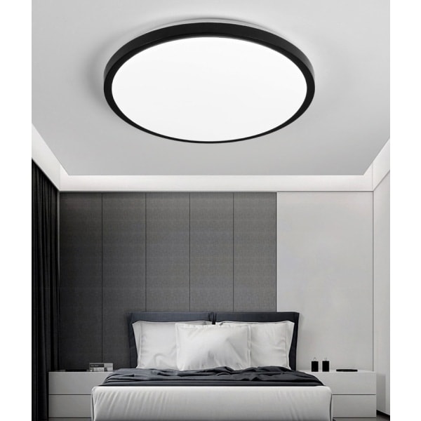 Ultratunn LED-taklampa med indirekt bakgrundsbelysning, integrerad 24W LED-platta, Ø27cm taklampa