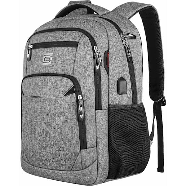 Laptop Backpack with USB Charging & Headphone Port, Anti Theft Backpack with Breathable Padded Shoulder Strap Grey