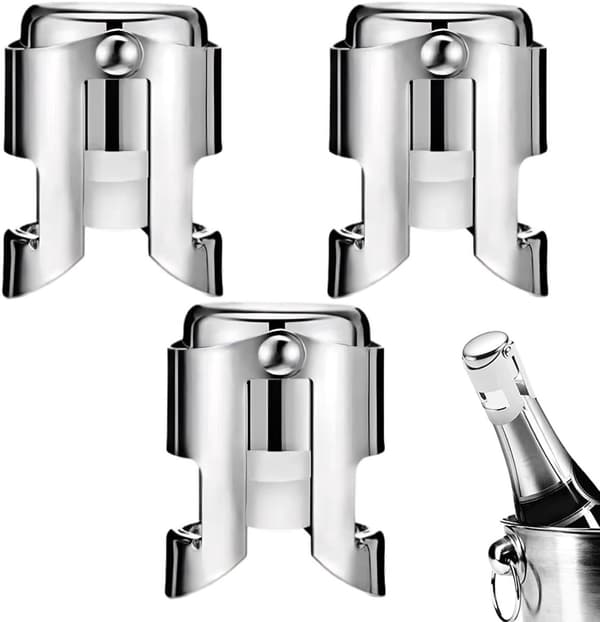 3 stk. - Champagneforsegler i rustfrit stål - Genanvendelige - Champagnepropper & Forseglere - Anti