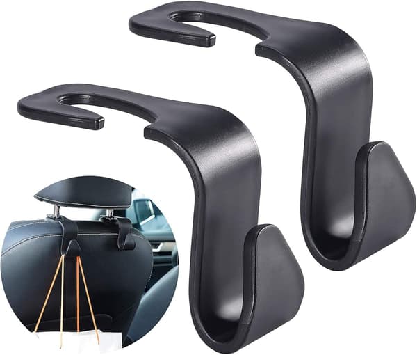 Car Hooks, Back Seat Headrest Storage Hooks Multifunctional and Sturdy (Black)