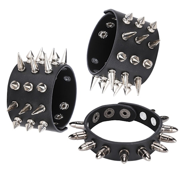 3 st Punk Nitar Rivet Armband Personligt Armband Manschett Retro Metall Armband