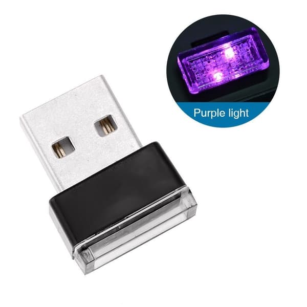 (Særlig kampagne) Bil interiørlys USB LED LILLA purple