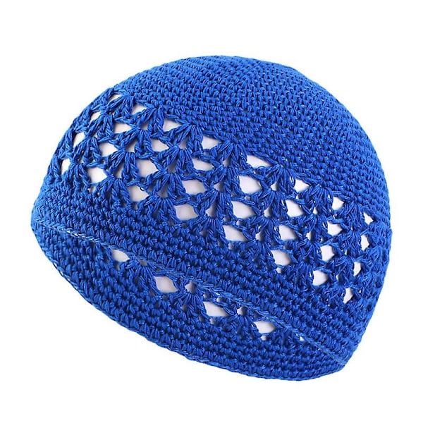 Enkel Enfärgad Handgjord Virkad Mössa för Kvinnor Män Vinter Håll Varma Stickade Mössor royal blue