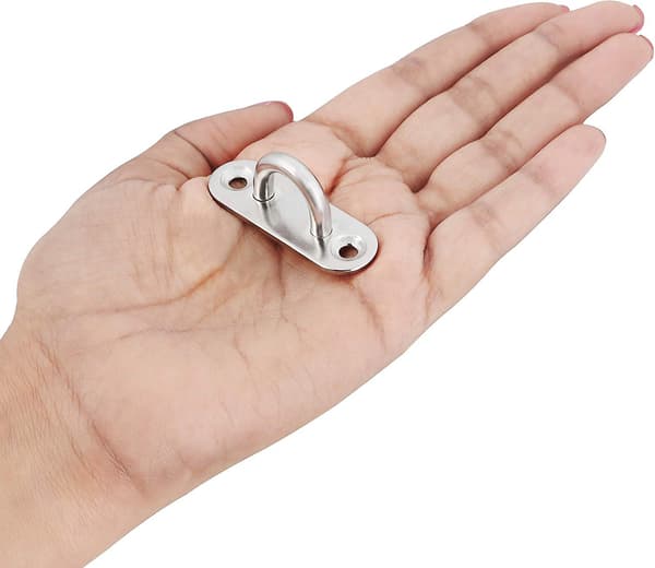 \"Øjeplade i rustfrit stål M5 (8 stk.) - Aflang metalkrog U-formet væg- og loftmontering (45 x 15 mm)\"