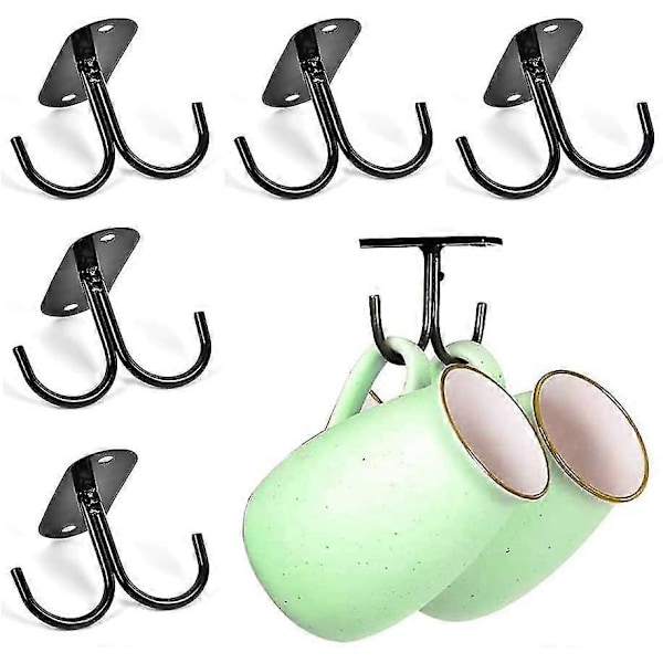 6-pack Mugghållare, Rustik Mugghängare Under Skåp Kopphylla Med 12 Hängande Krokar För Muggar, Kaffekoppar, Ölglas och Köksredskap 12 Hanging Hooks
