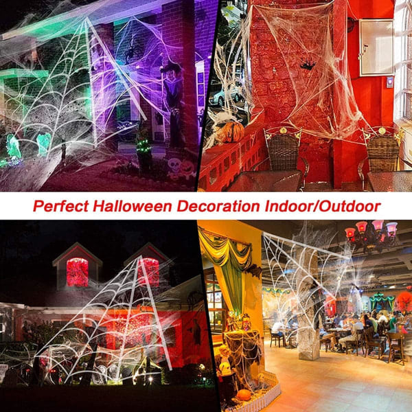 100 g Halloween Falska Spindelnät Dekorationer Halloween Spindelnät Dekorationer Festrekvisita för Inomhus och Utomhus Sunmostar